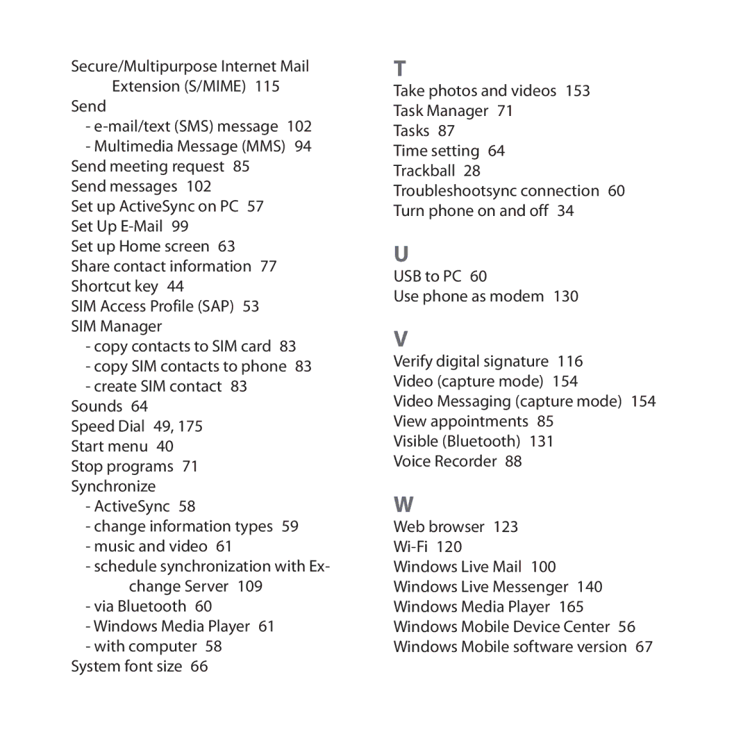 HTC Dash 3G manual Video Messaging capture mode 154 View appointments  