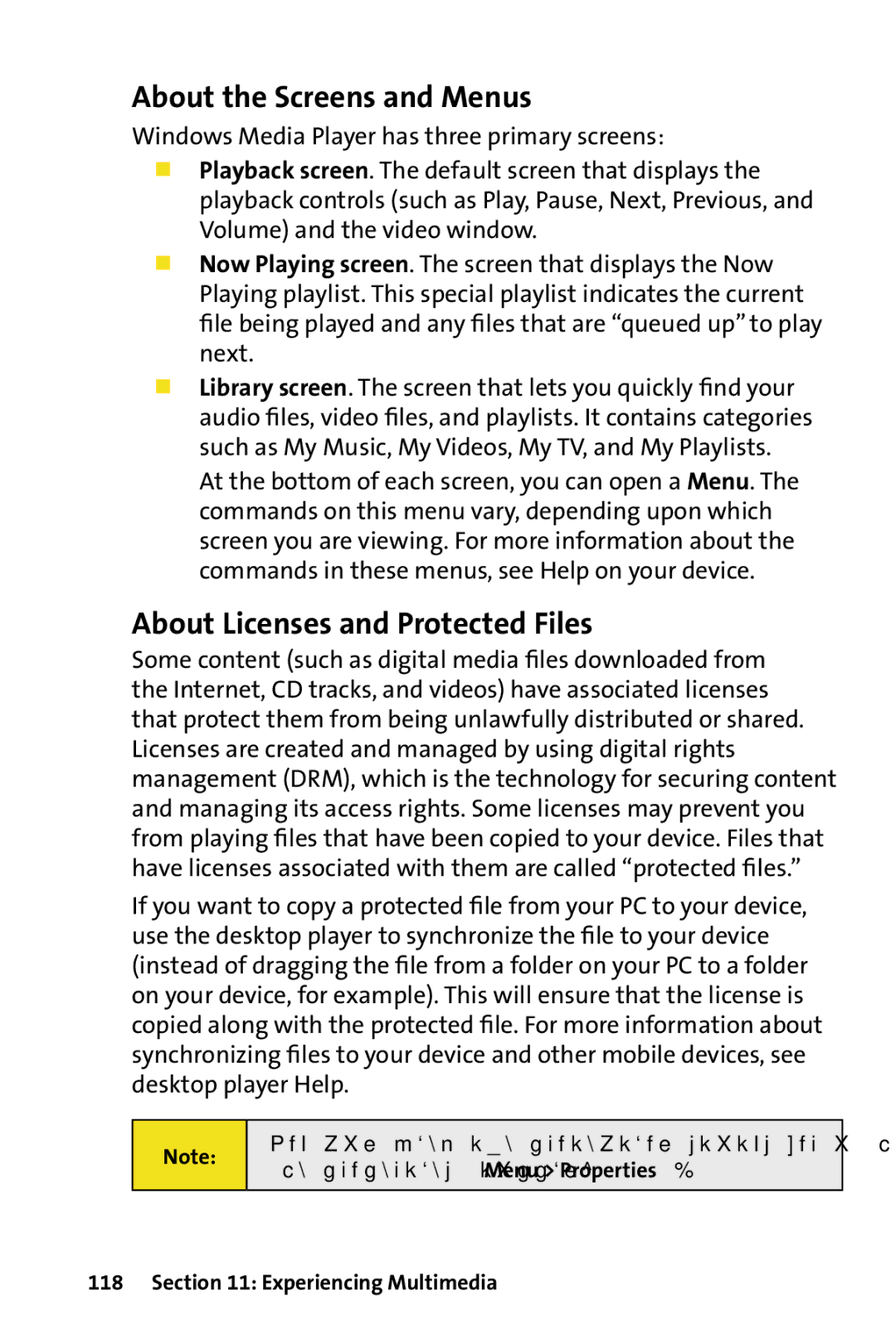 HTC Dash manual About the Screens and Menus, About Licenses and Protected Files 