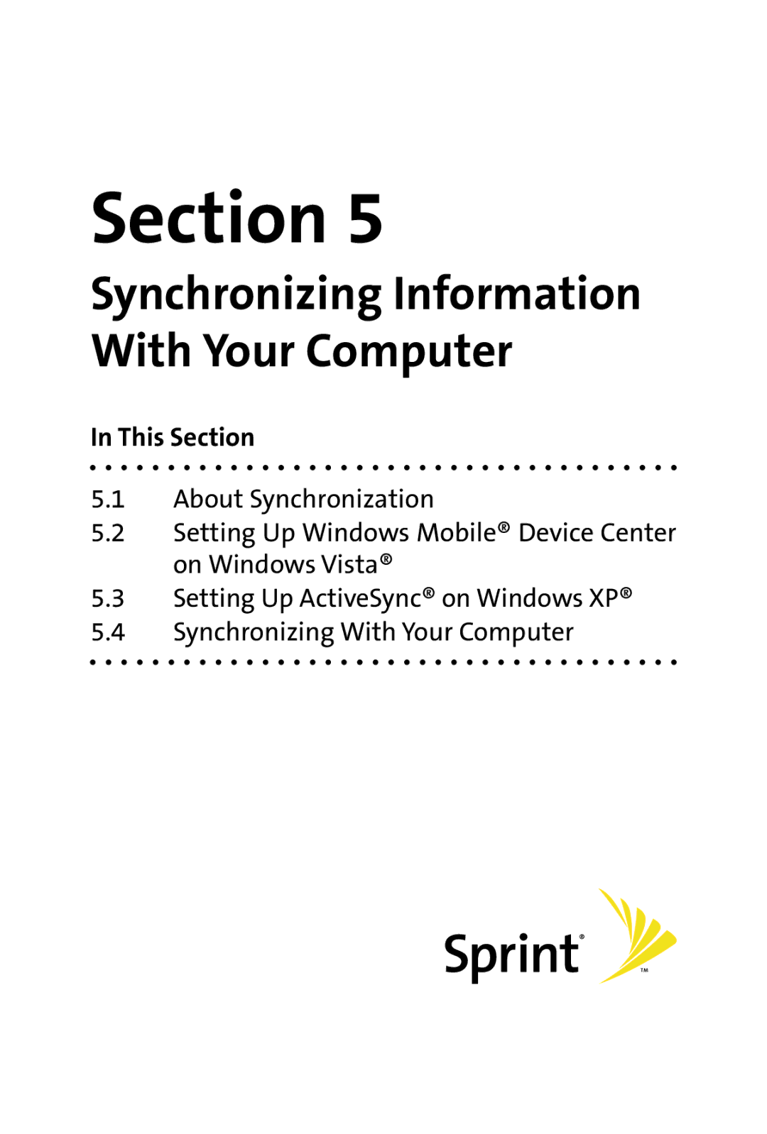 HTC Dash manual Synchronizing Information With Your Computer 