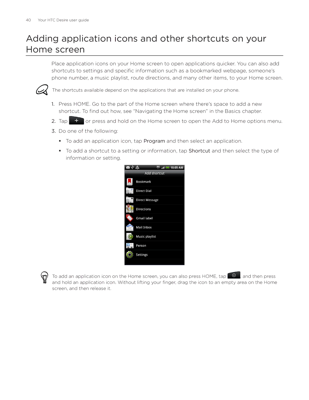 HTC manual Your HTC Desire user guide 