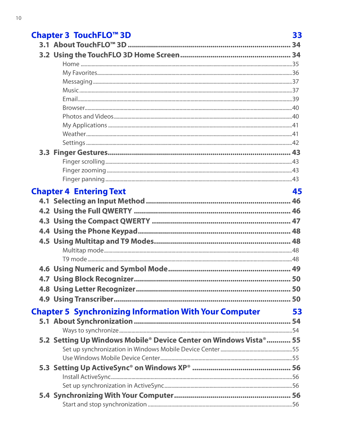 HTC DIAM400 user manual TouchFLO 3D 