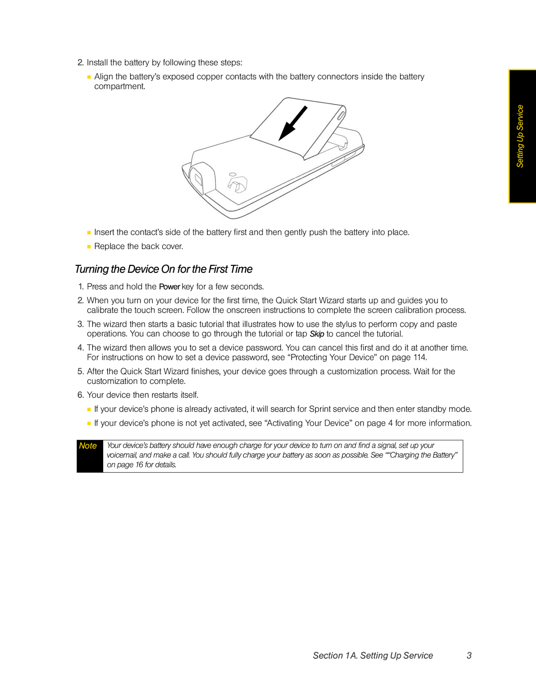 HTC DIAM500 manual Turning the Device On for the First Time, Press and hold the Power key for a few seconds 