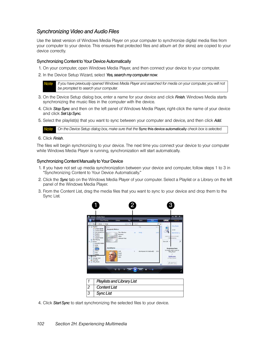 HTC DIAM500 manual Synchronizing Video and Audio Files, SynchronizingContent to YourDevice Automatically 