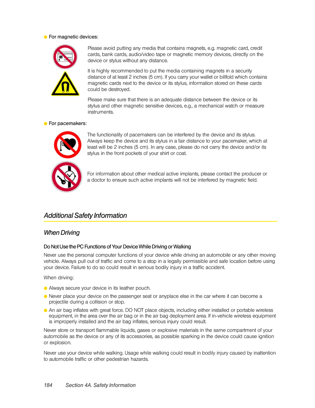 HTC DIAM500 manual Additional Safety Information, When Driving 