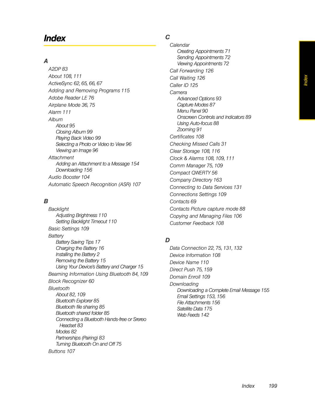 HTC DIAM500 manual Index 