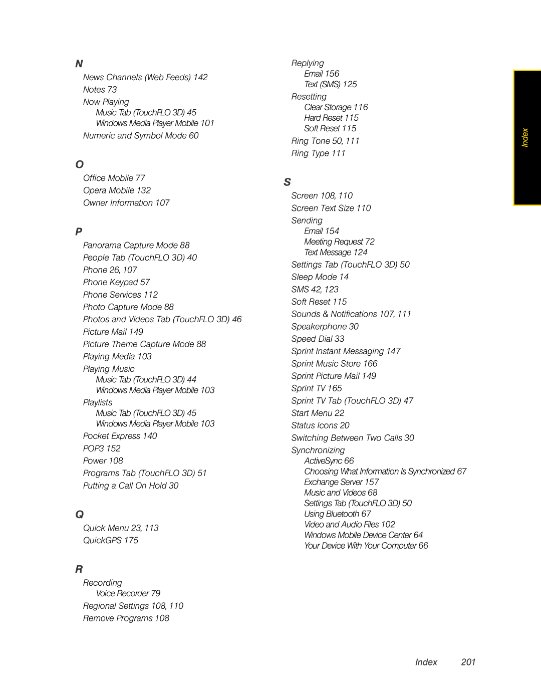 HTC DIAM500 manual Index 