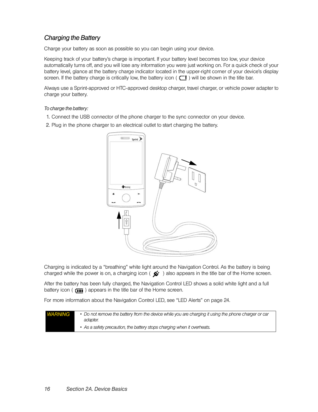 HTC DIAM500 manual Charging the Battery, To charge the battery 