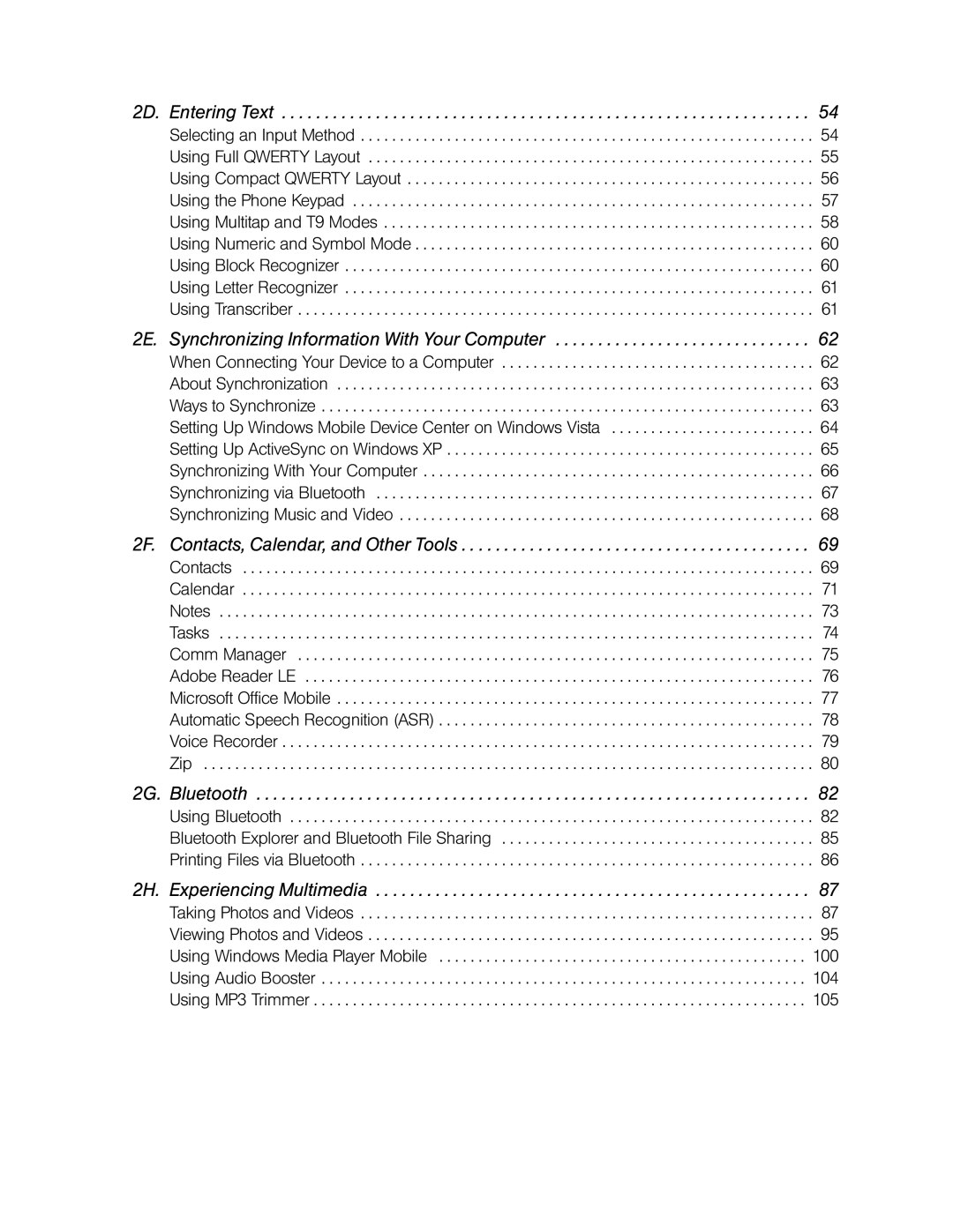 HTC DIAM500 manual 2D. Entering Text 