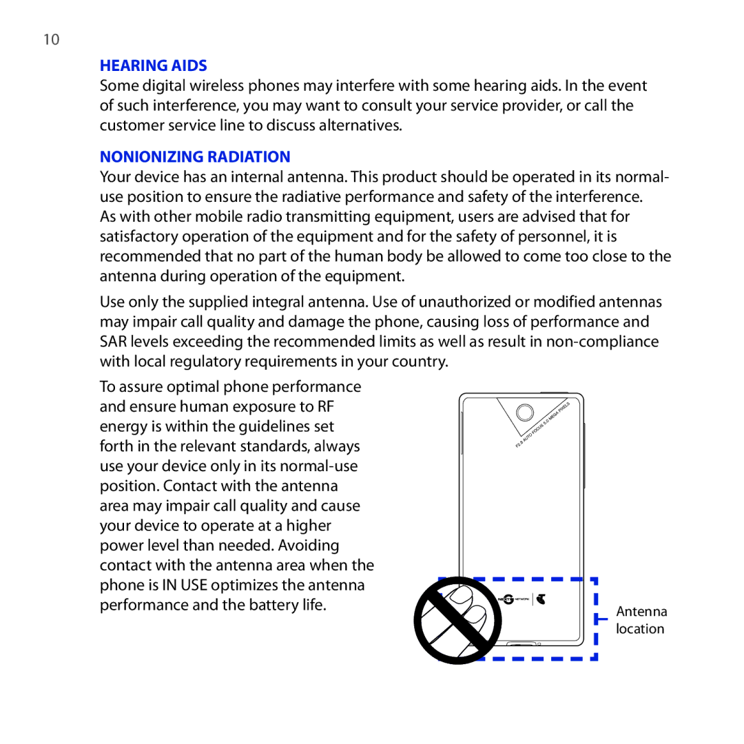 HTC Diamond2 user manual Hearing Aids 