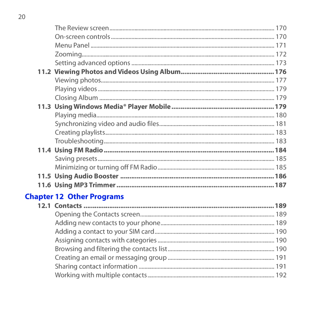 HTC Diamond2 user manual 179, Other Programs 