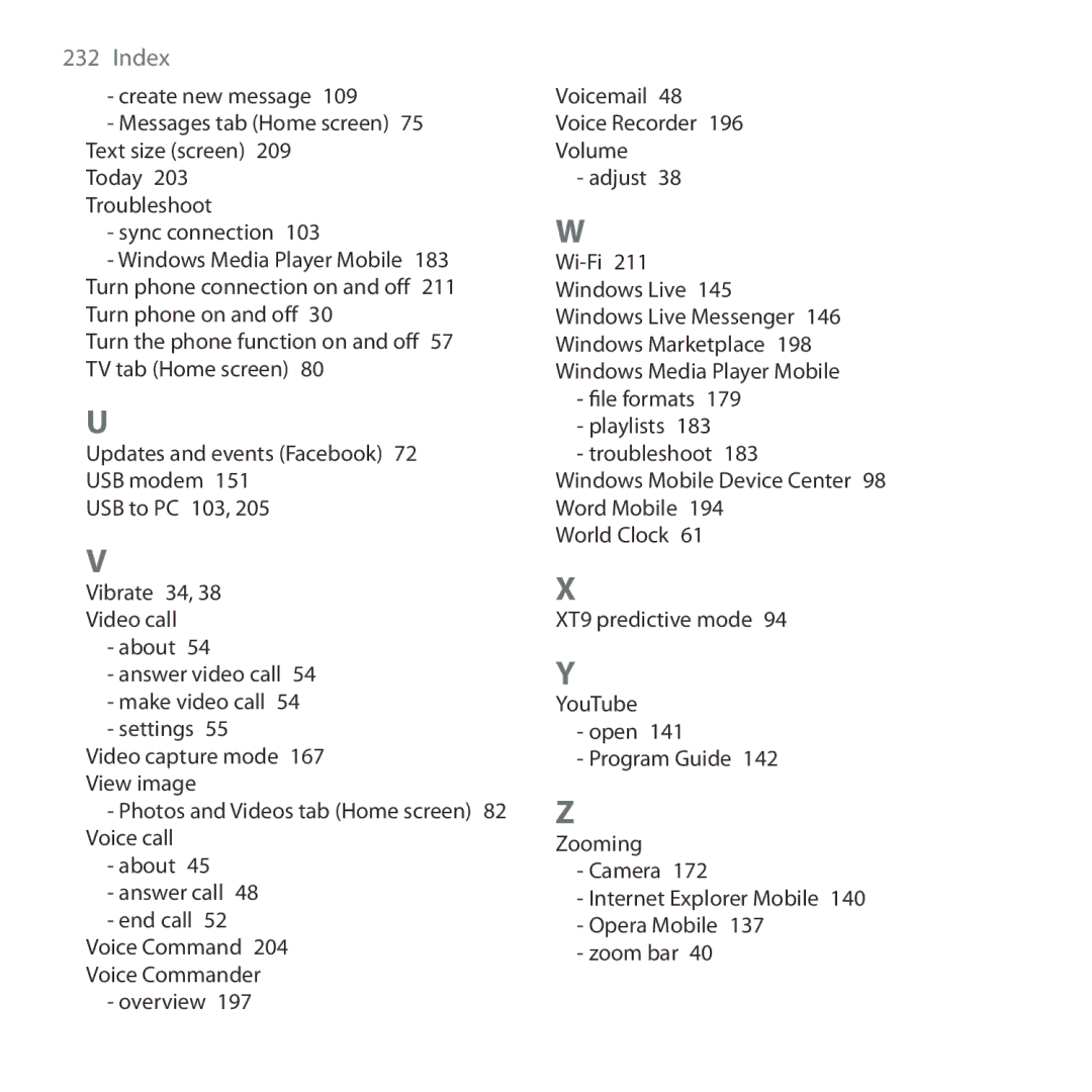 HTC Diamond2 user manual Today 203 Troubleshoot 