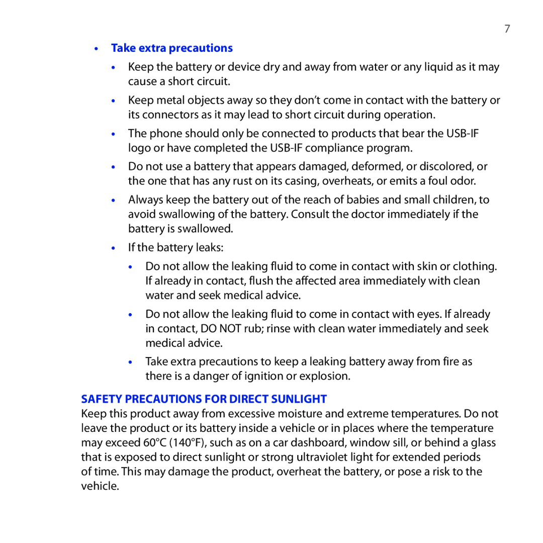 HTC Diamond2 user manual Take extra precautions, Safety Precautions for Direct Sunlight 