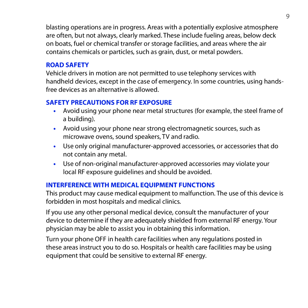 HTC Diamond2 user manual Road Safety 