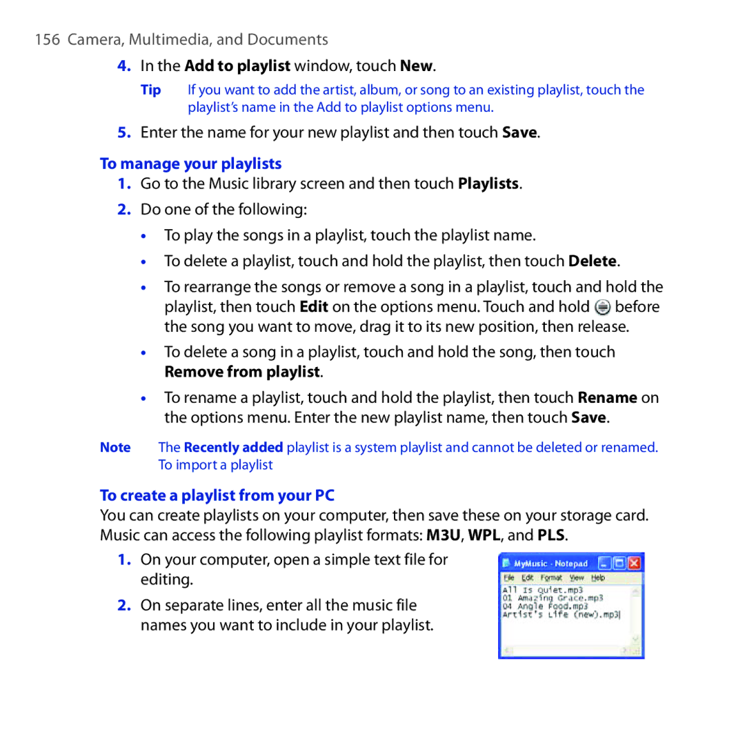 HTC DREA160 user manual Add to playlist window, touch New, Enter the name for your new playlist and then touch Save 