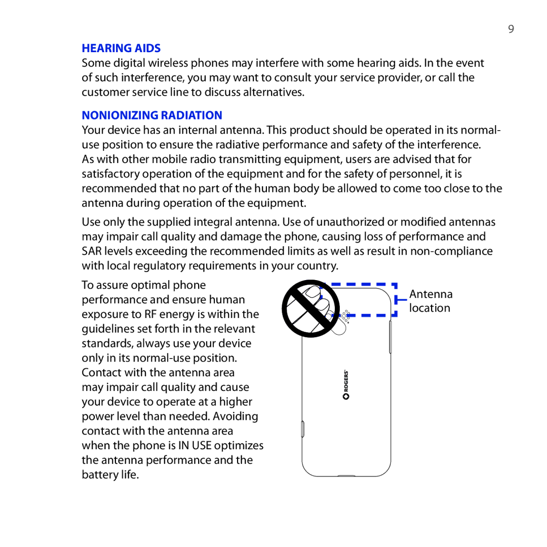 HTC DREA160 user manual Hearing Aids 