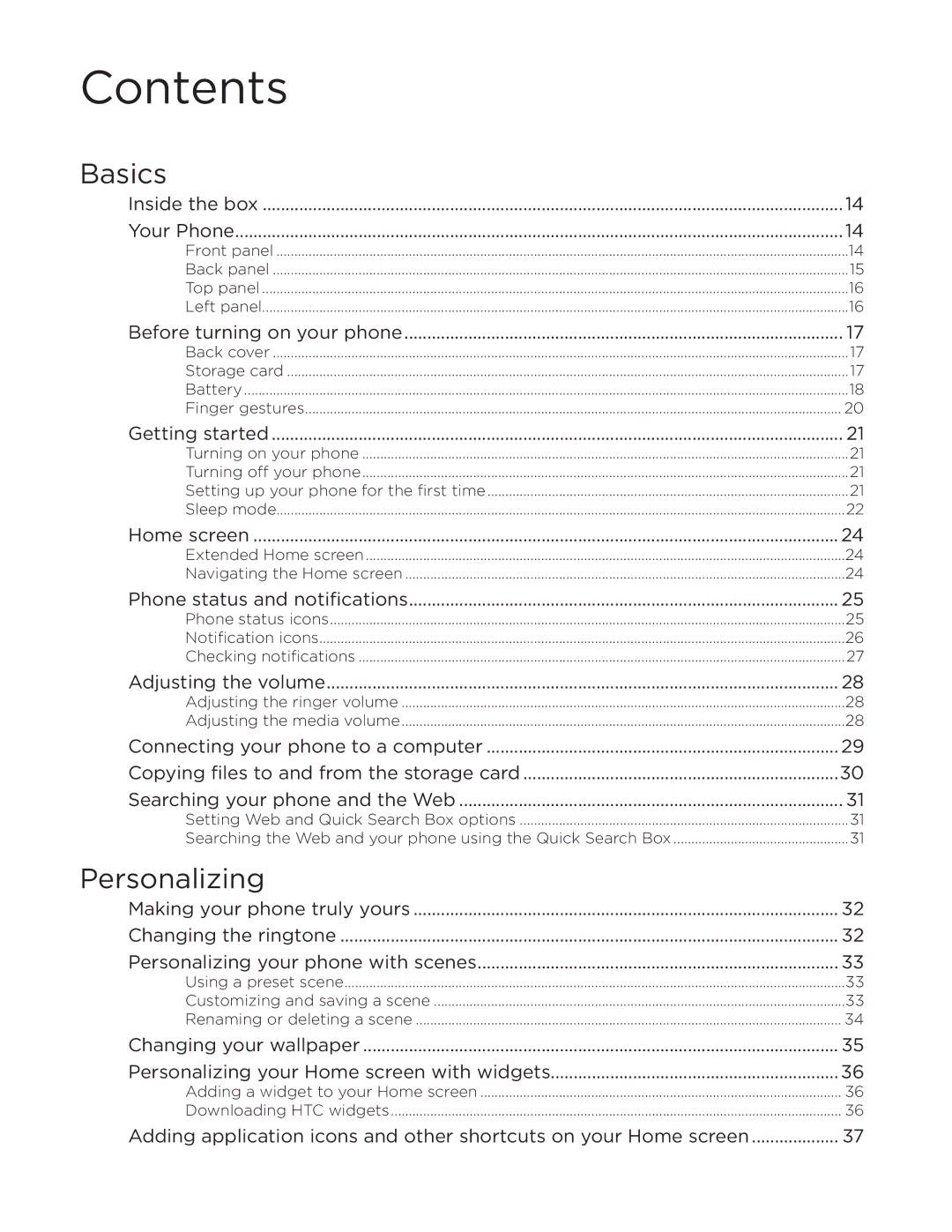 HTC ADR6300, DROID Incredible manual Contents 