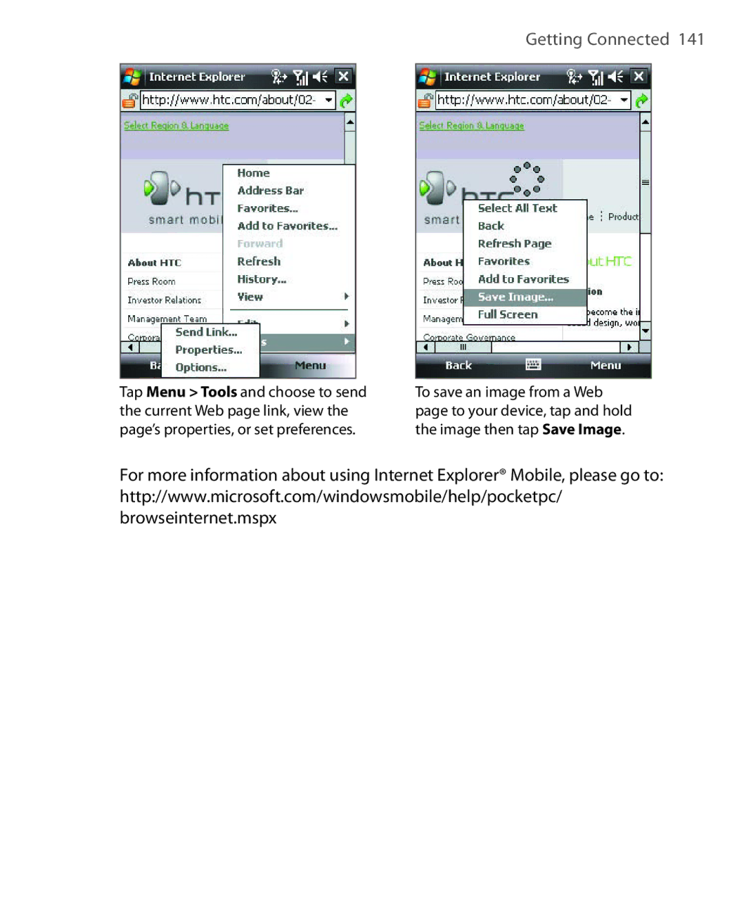 HTC ELF0100 user manual Getting Connected 