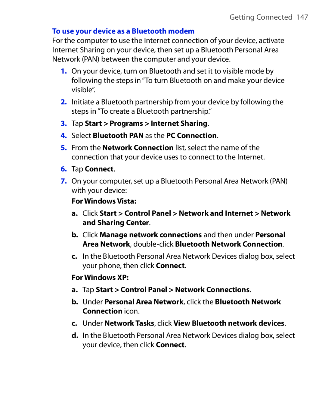 HTC ELF0100 user manual To use your device as a Bluetooth modem 