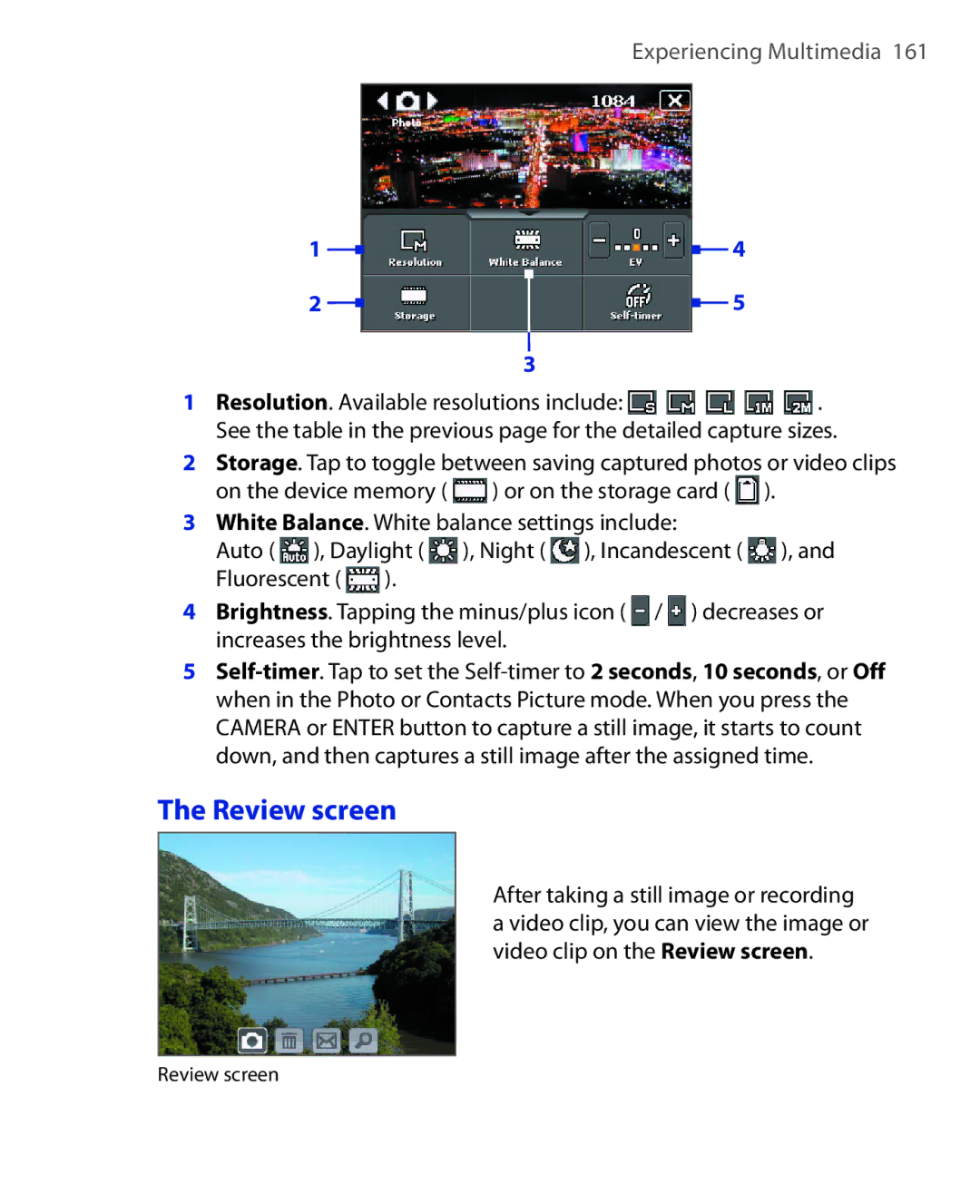 HTC ELF0100 user manual Review screen 