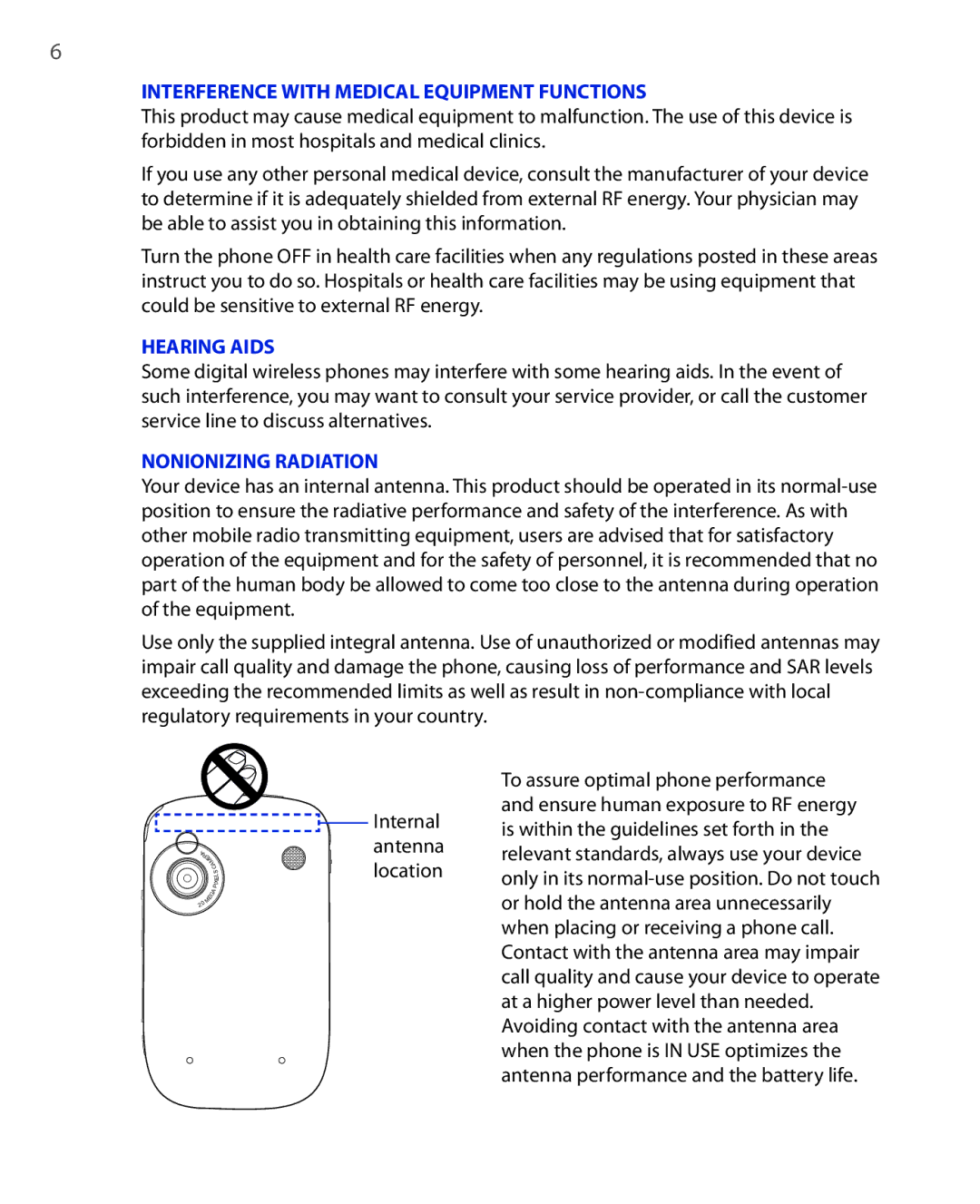 HTC ELF0100 user manual Interference with Medical Equipment Functions 