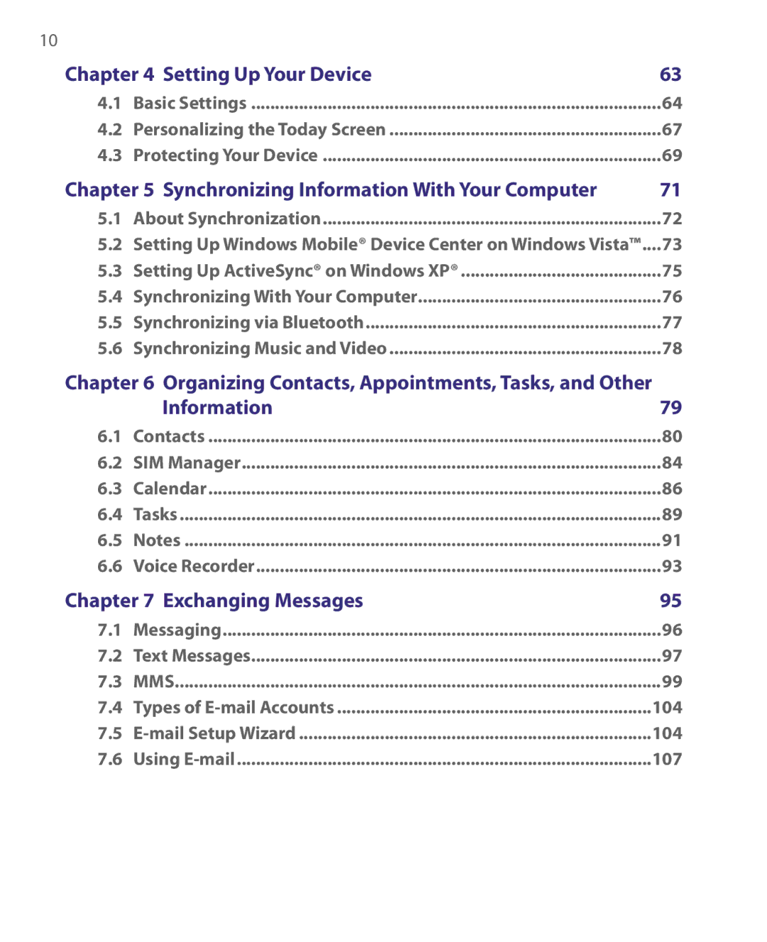 HTC ELF0160 user manual Synchronizing Information With Your Computer, Organizing Contacts, Appointments, Tasks, and Other 