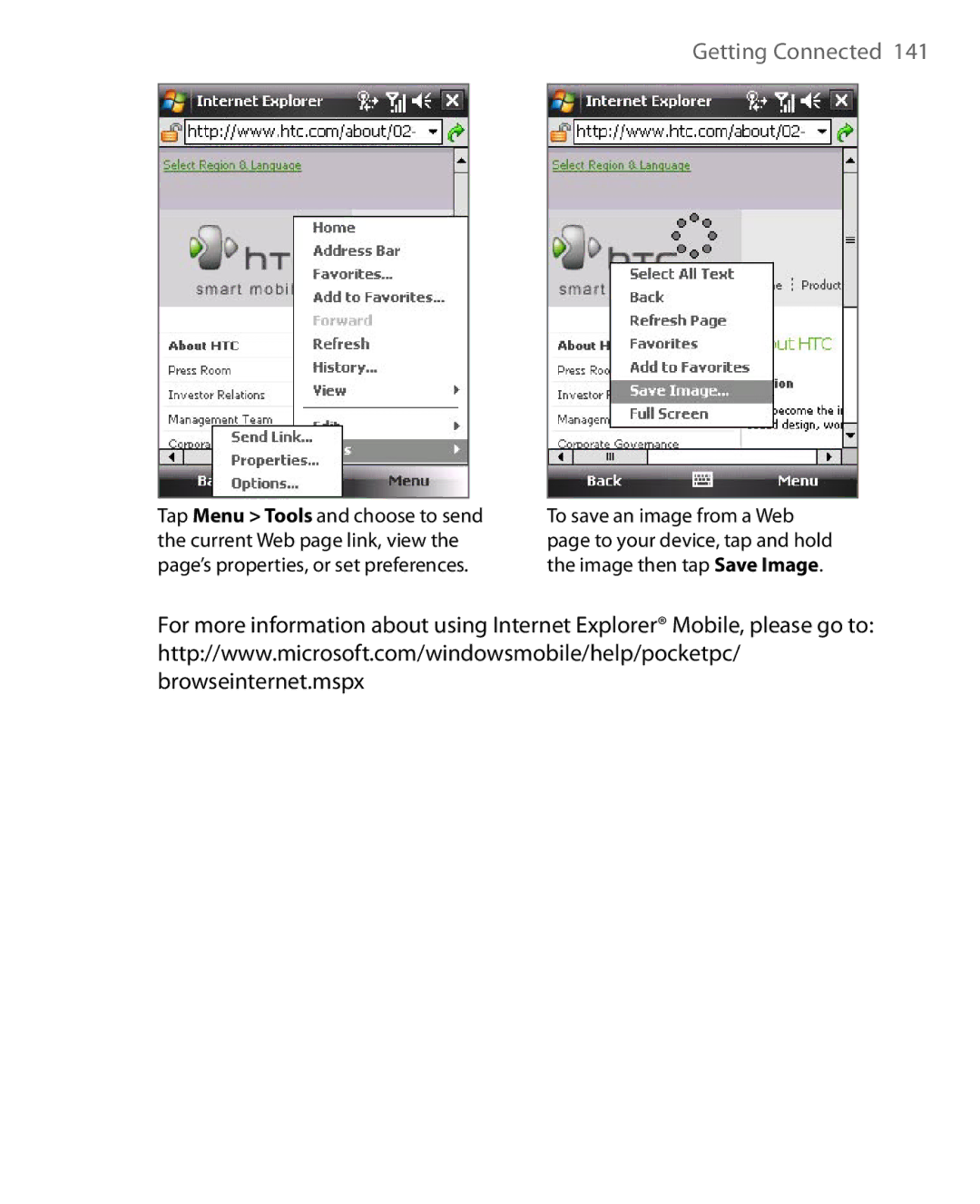 HTC ELF0160 user manual Getting Connected 