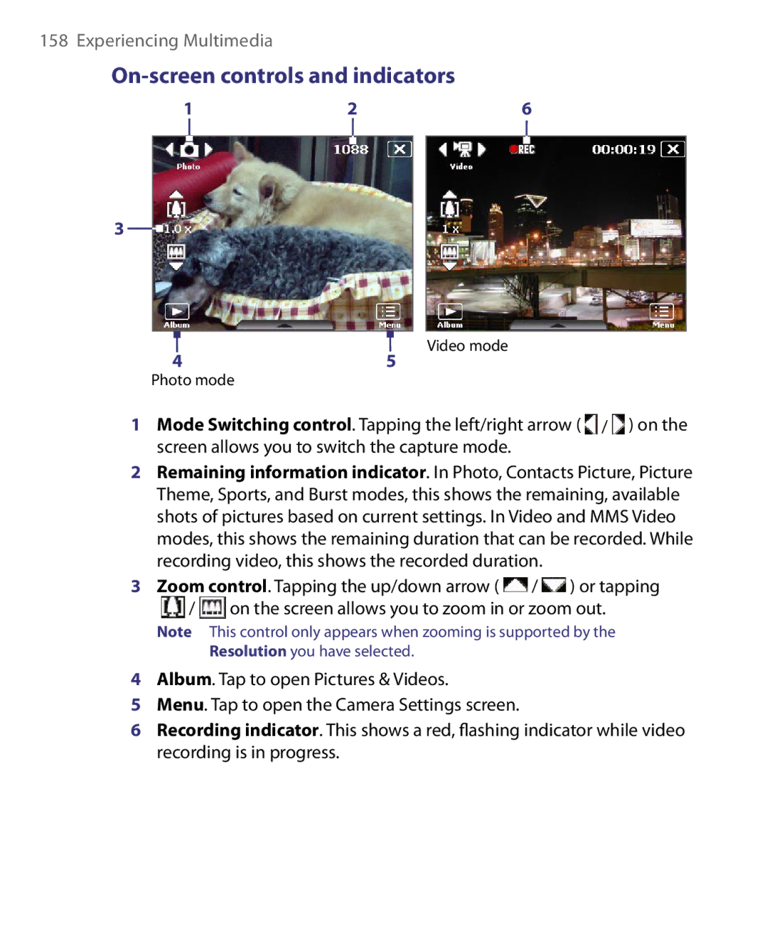 HTC ELF0160 user manual On-screen controls and indicators 