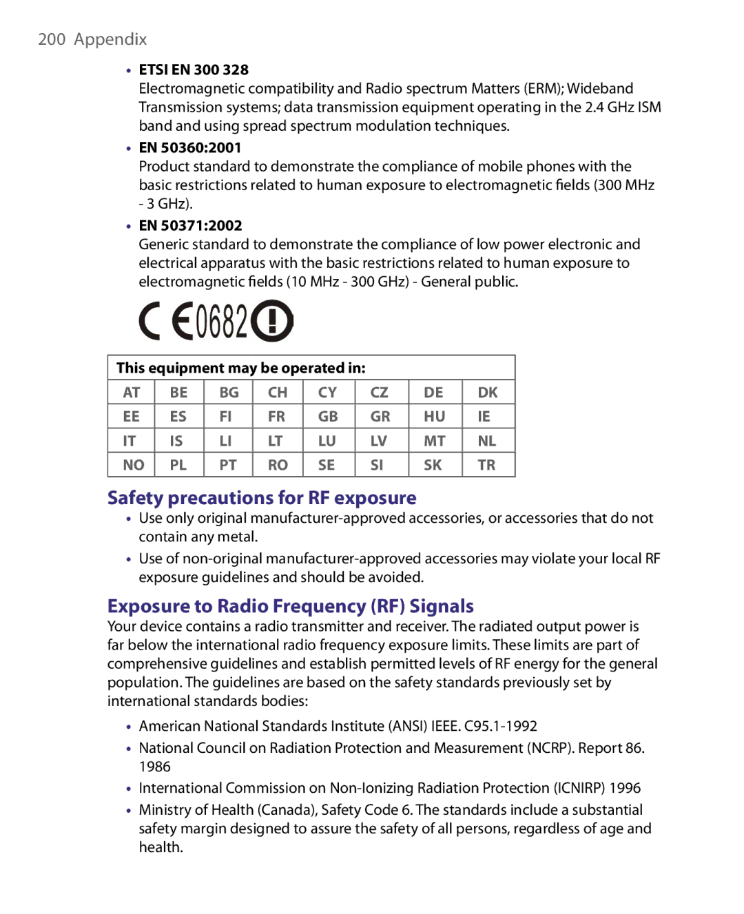 HTC ELF0160 user manual Safety precautions for RF exposure 