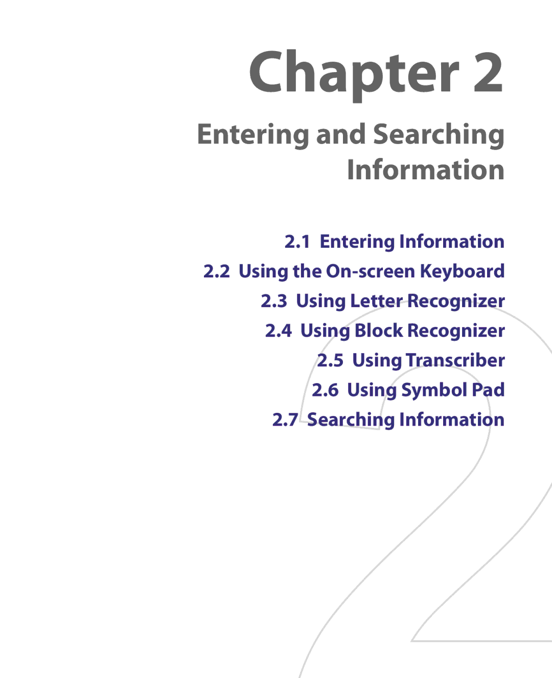 HTC ELF0160 user manual Entering and Searching Information 