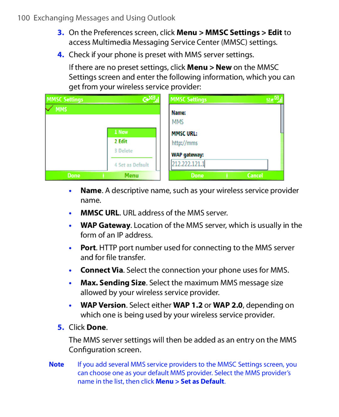 HTC EMC220 user manual Exchanging Messages and Using Outlook 