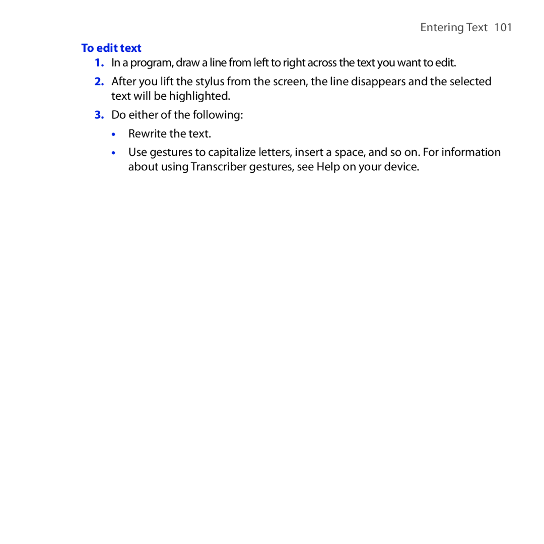 HTC FUZE user manual To edit text 