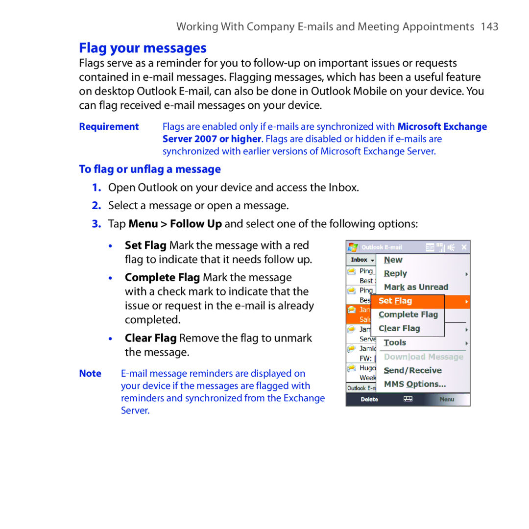 HTC FUZE user manual Flag your messages, To flag or unflag a message 