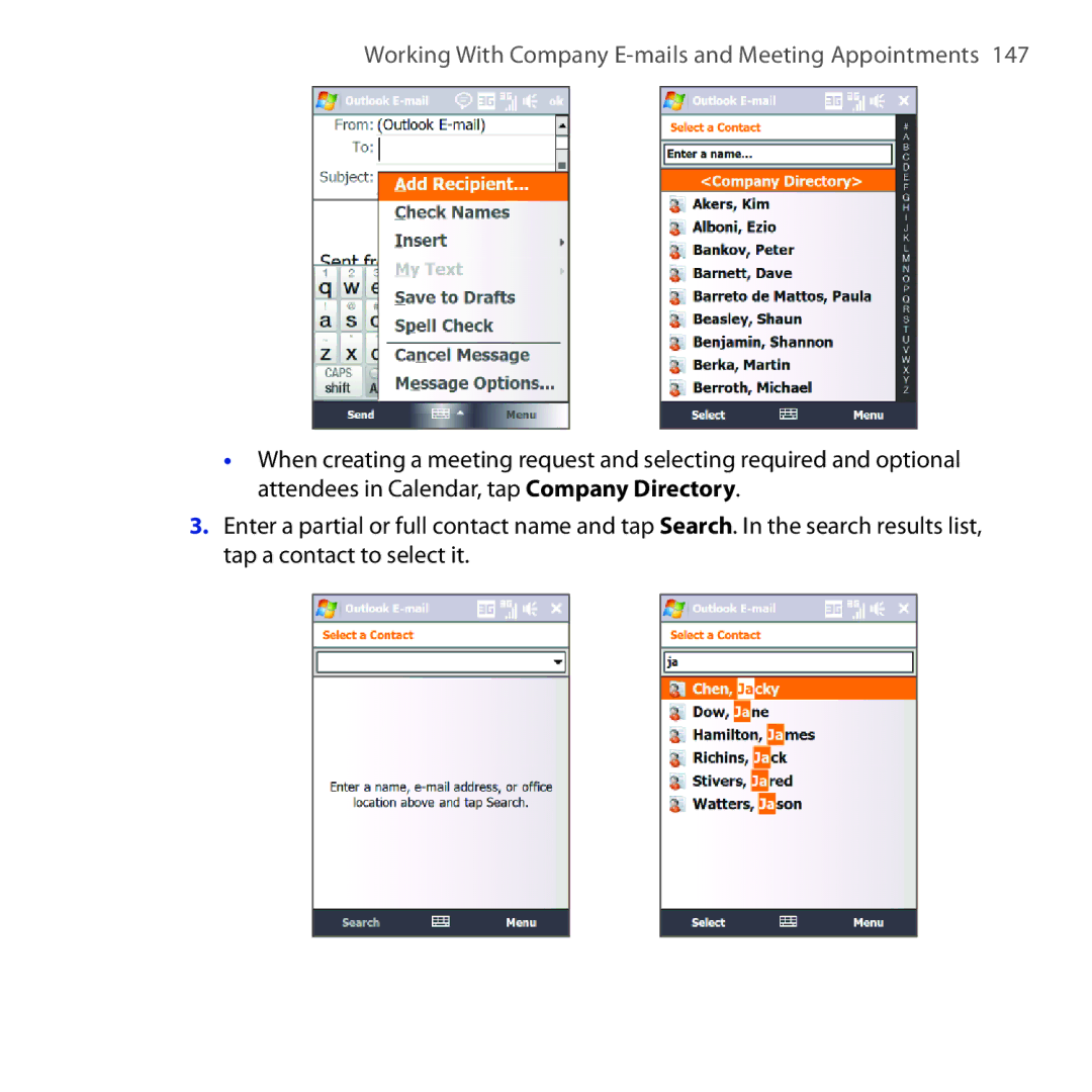 HTC FUZE user manual Working With Company E-mails and Meeting Appointments  