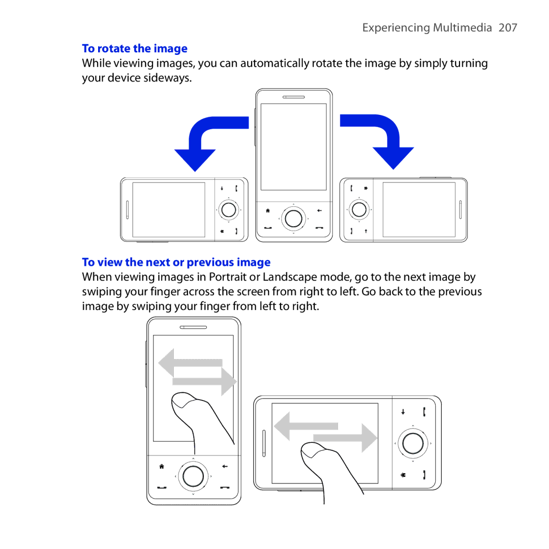 HTC FUZE user manual To rotate the image, To view the next or previous image 