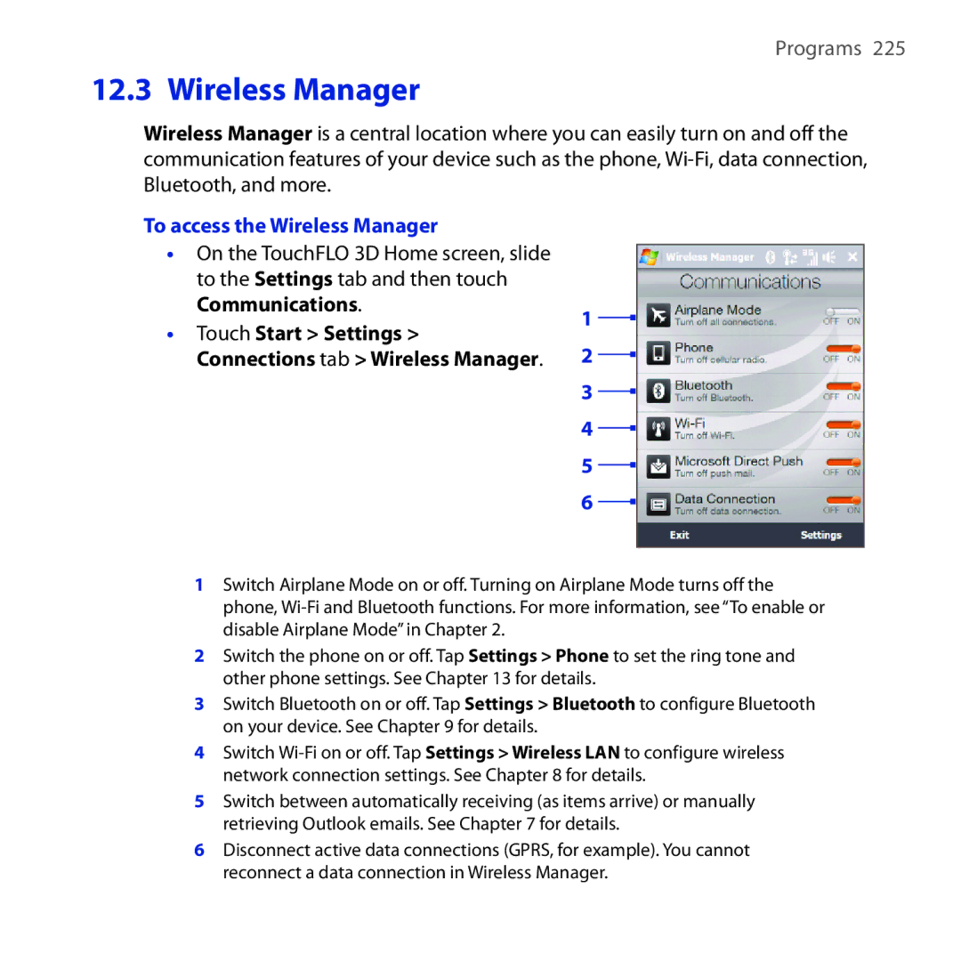 HTC FUZE user manual To access the Wireless Manager 