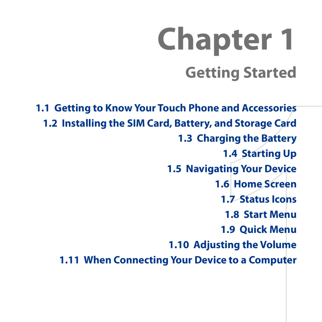 HTC HD user manual Getting Started 