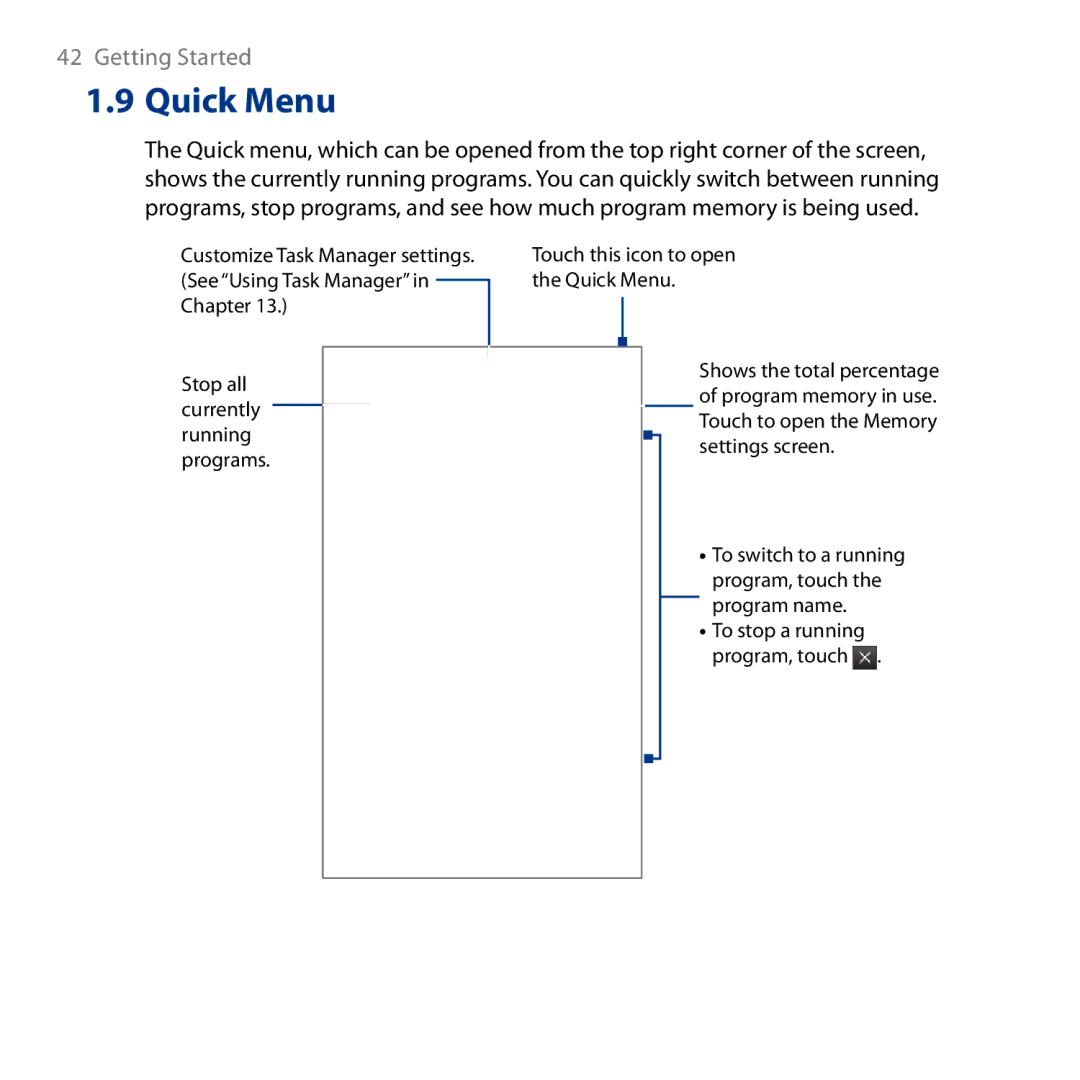 HTC HD user manual To stop a running program, touch 