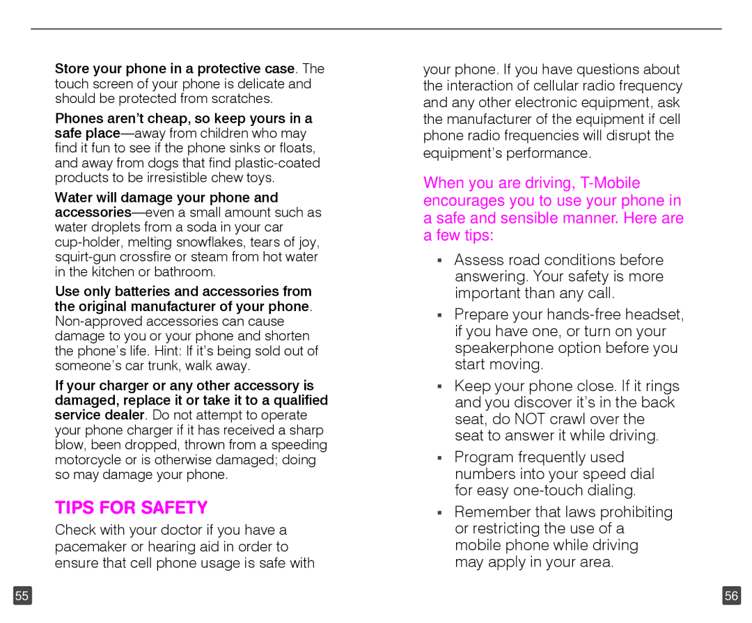 HTC HD2 user manual Tips for Safety 