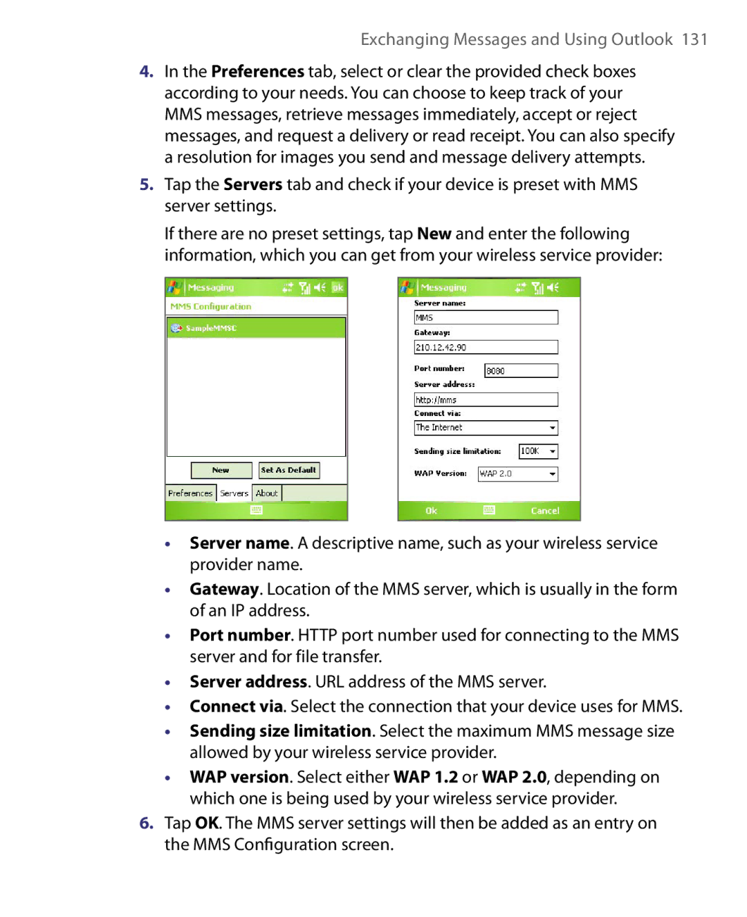 HTC HERA100 user manual Exchanging Messages and Using Outlook 