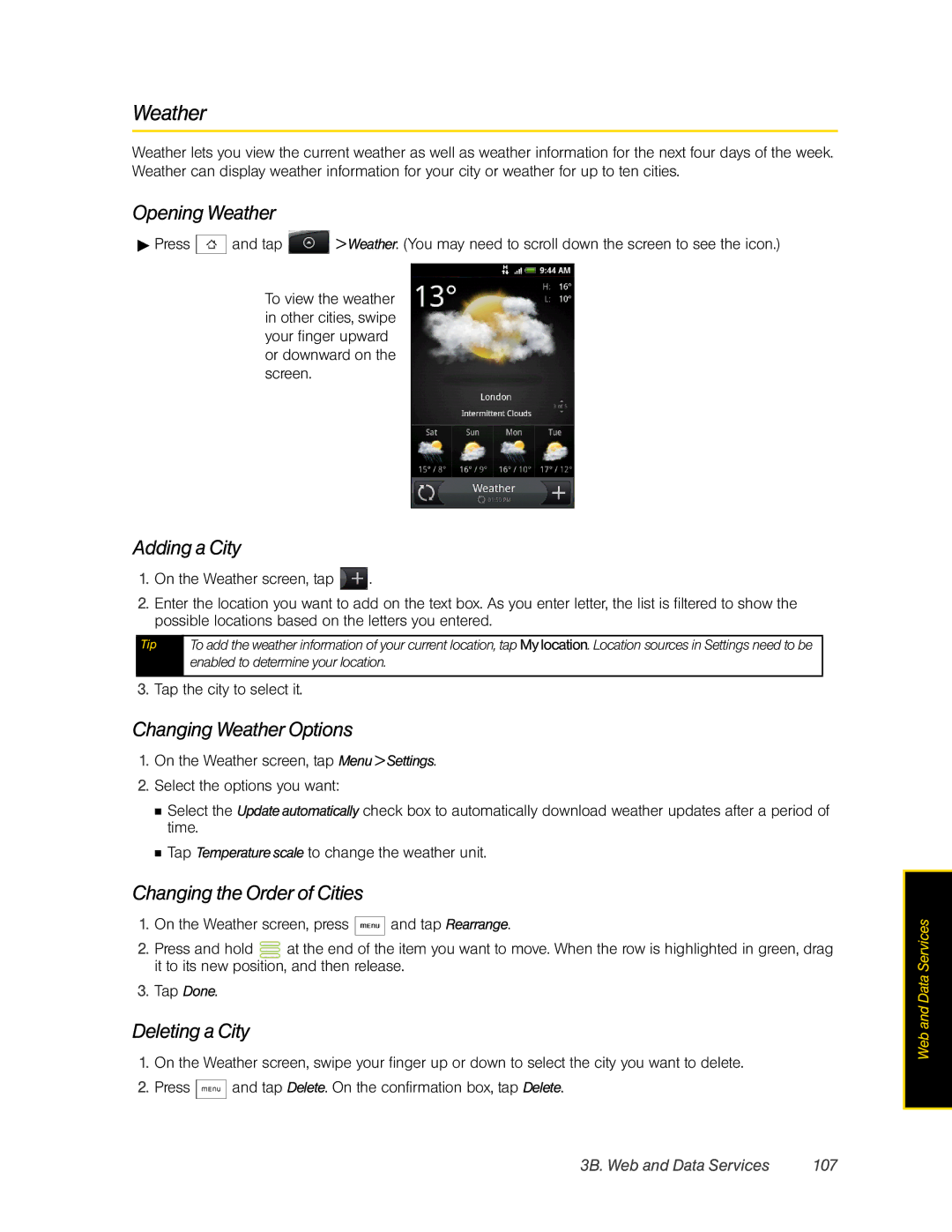 HTC Hero manual Weather 