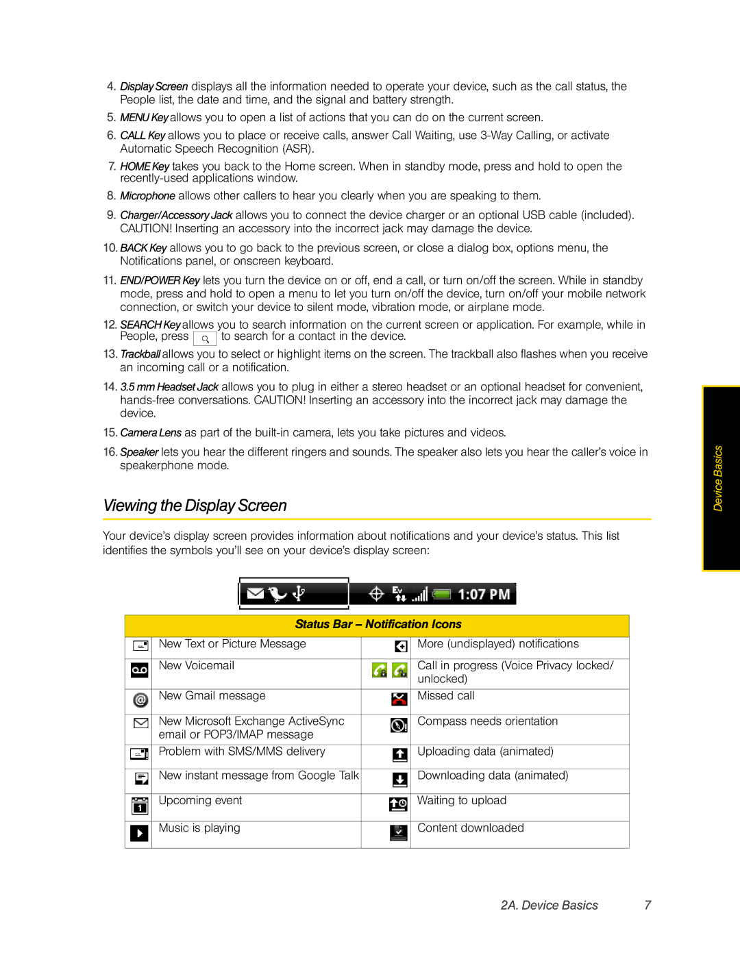 HTC Hero manual Viewing the Display Screen, Downloading data animated 