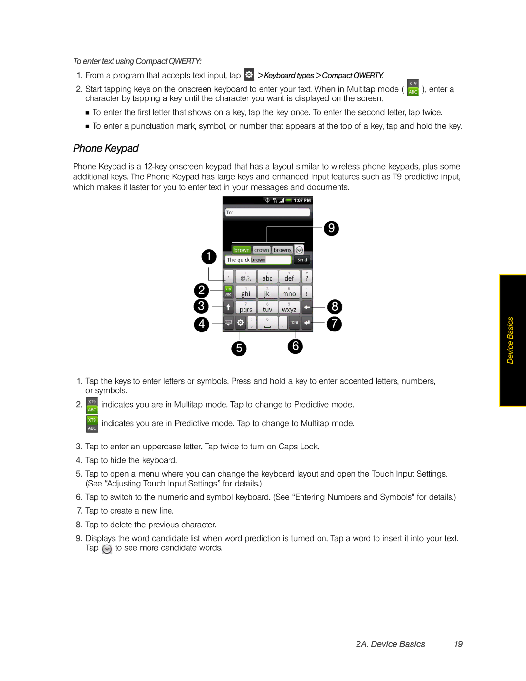 HTC Hero manual Phone Keypad, To enter text using Compact Qwerty, From a program that accepts text input, tap 