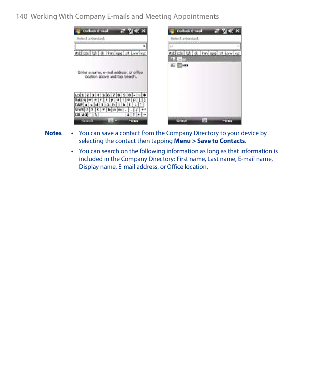 HTC HS S00 user manual Working With Company E-mails and Meeting Appointments 