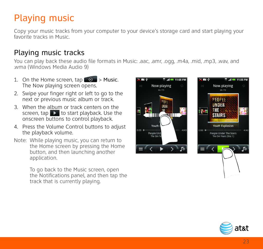 HTC HTC Aria quick start Playing music tracks 