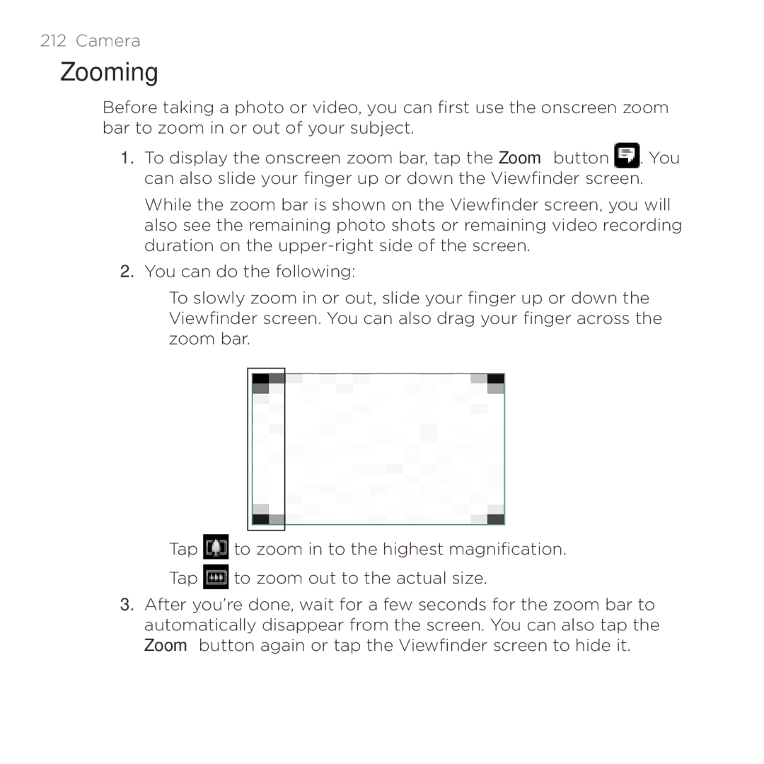 HTC HTC Desire manual Zooming 