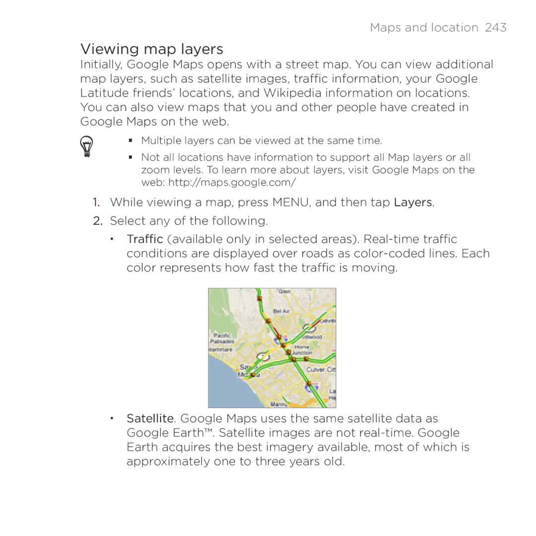 HTC HTC Desire manual Viewing map layers 