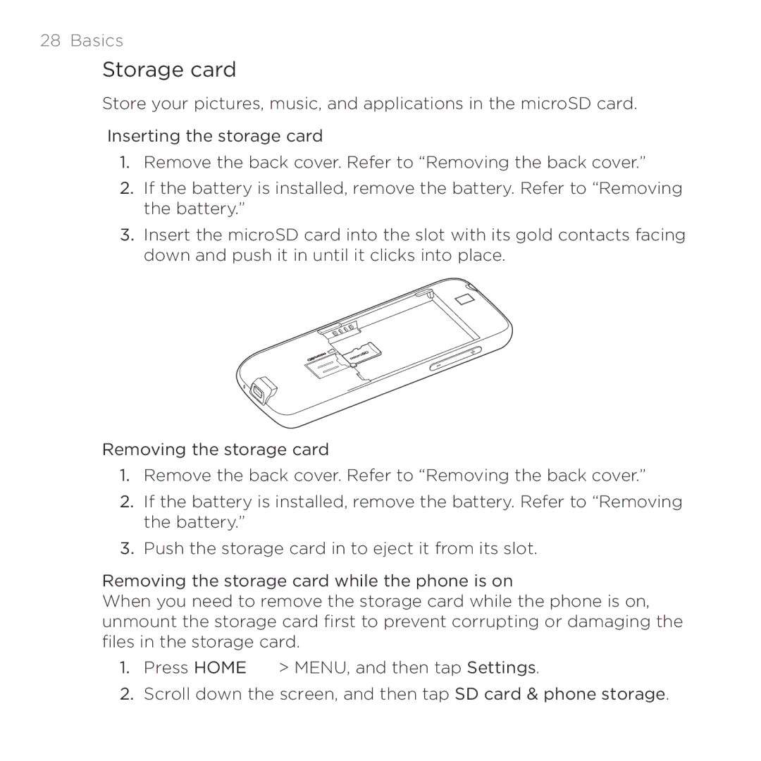 HTC HTC Desire manual Storage card 