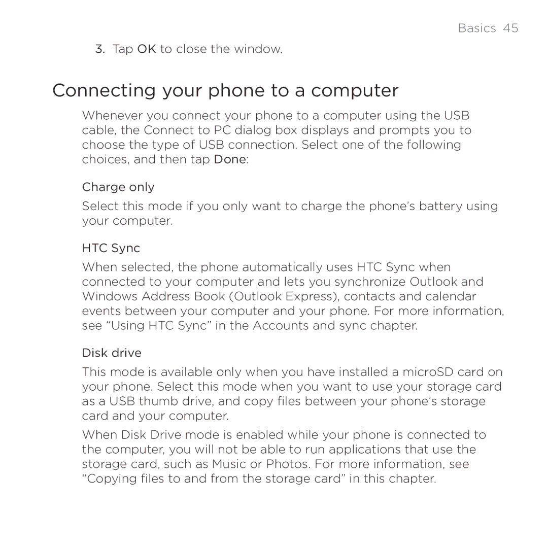 HTC HTC Desire manual Connecting your phone to a computer 