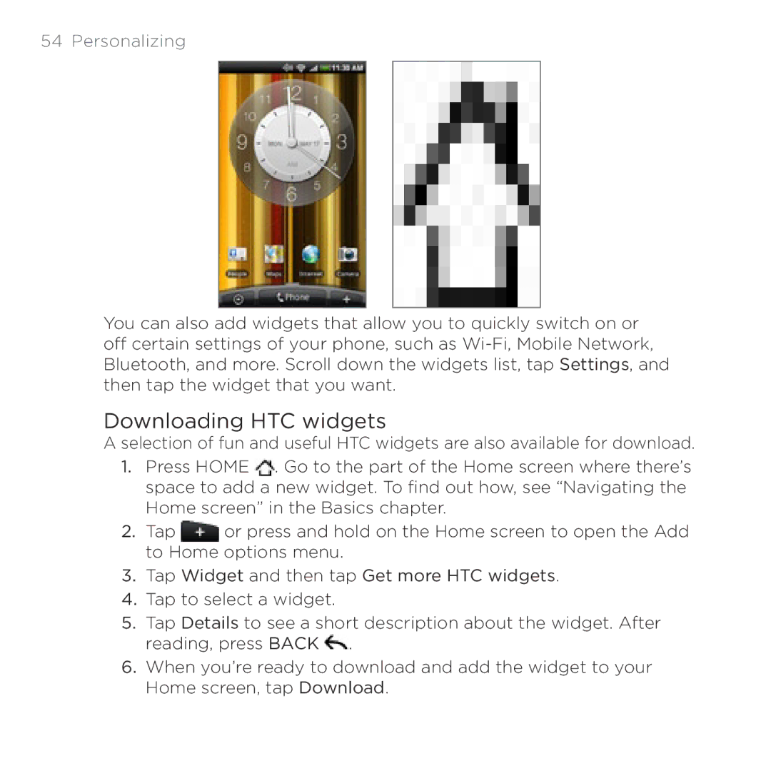 HTC HTC Desire manual Downloading HTC widgets 