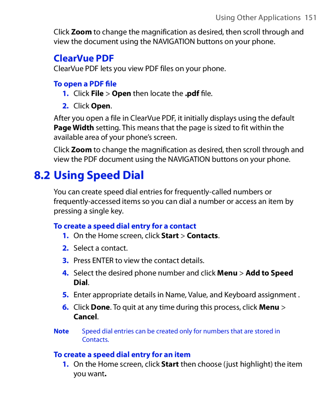 HTC HTC S621 user manual Using Speed Dial, To create a speed dial entry for a contact, Cancel 